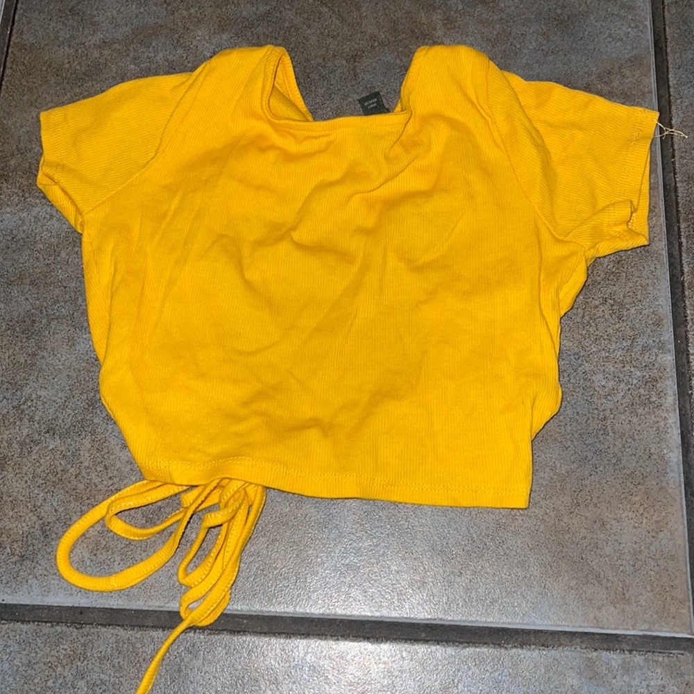 Tie back yellow crop top